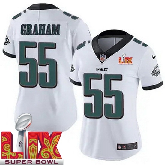 Women Philadelphia Eagles Brandon Graham #55 White 2024 2025 Super Bowl LIX F U S E Stitched NFL Jersey - Ujersey