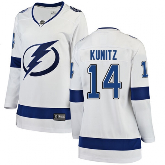 Women's Tampa Bay Lightning #14 Chris Kunitz Fanatics Branded White Away Breakaway NHL Jersey - Ujersey