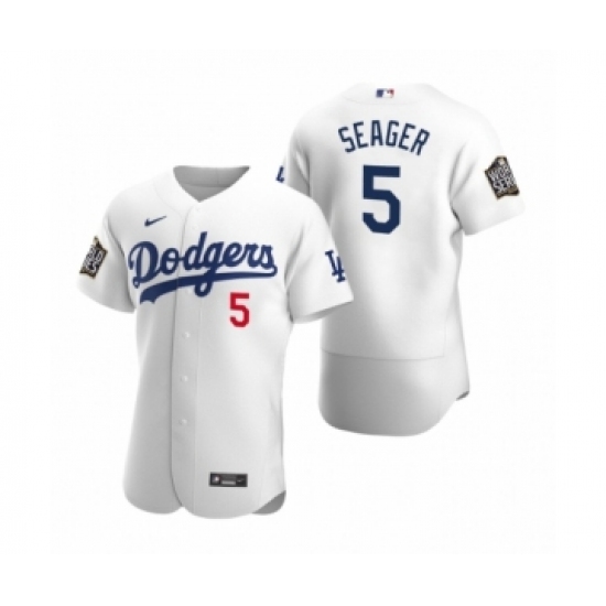 Men's Los Angeles Dodgers #5 Corey Seager Nike White 2020 World Series Authentic Jersey - Ujersey