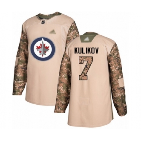 Men's Winnipeg Jets #7 Dmitry Kulikov Authentic Camo Veterans Day Practice Hockey Jersey - Ujersey