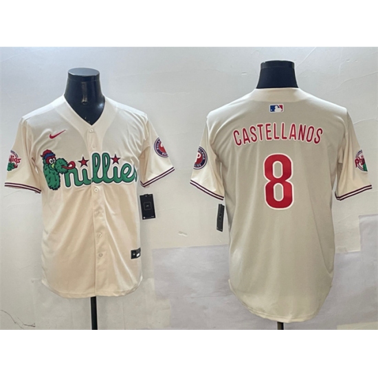 Men's Philadelphia Phillies #8 Nick Castellanos Cream Phanatic Limited Stitched Jersey - Ujersey