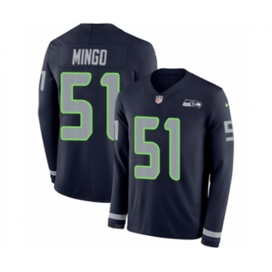 Youth Nike Seattle Seahawks #51 Barkevious Mingo Limited Navy Blue Therma Long Sleeve NFL Jersey - Ujersey