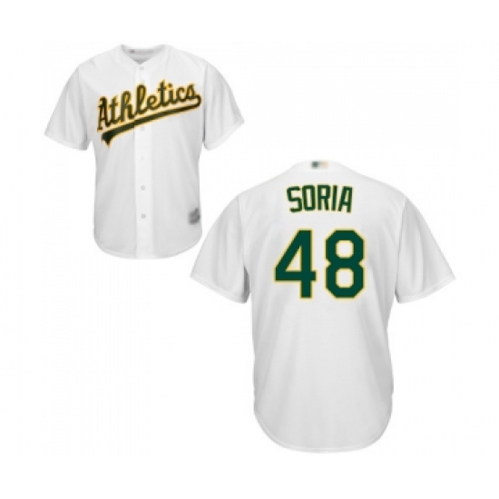 Youth Oakland Athletics #48 Joakim Soria Replica White Home Cool Base Baseball Jersey - Ujersey