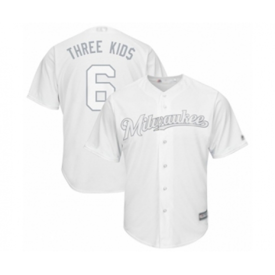 Men's Milwaukee Brewers #6 Lorenzo Cain  Three Kid$  Authentic White 2019 Players Weekend Baseball Jersey - Ujersey