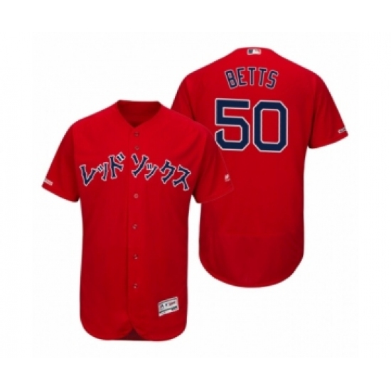 Men 2019 Asian Heritage Month Boston Red Sox #50 Mookie Betts Red Japanese Flex Base Jersey - Ujersey