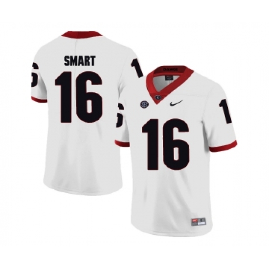 Georgia Bulldogs 16 Kirby Smart White College Football Jersey - Ujersey