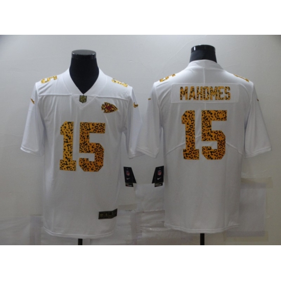Men's Kansas City Chiefs #15 Patrick Mahomes White Nike Leopard Print Limited Jersey - Ujersey