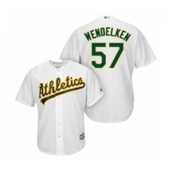 Youth Oakland Athletics #57 J.B. Wendelken Authentic White Home Cool Base Baseball Player Jersey - Ujersey