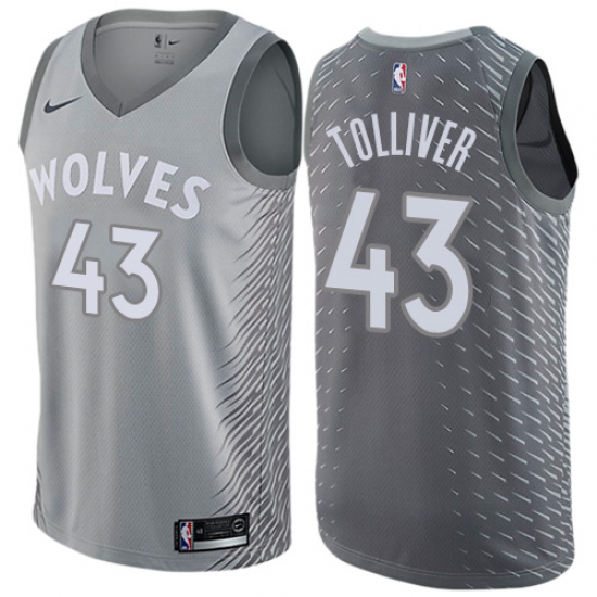 Men's Nike Minnesota Timberwolves #43 Anthony Tolliver Swingman Gray NBA Jersey - City Edition - Ujersey