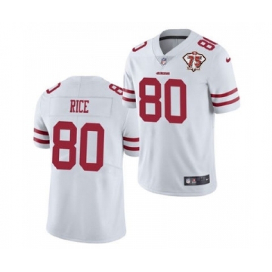 Men's San Francisco 49ers #80 Jerry Rice White 2021 75th Anniversary Vapor Untouchable Limited Jersey - Ujersey