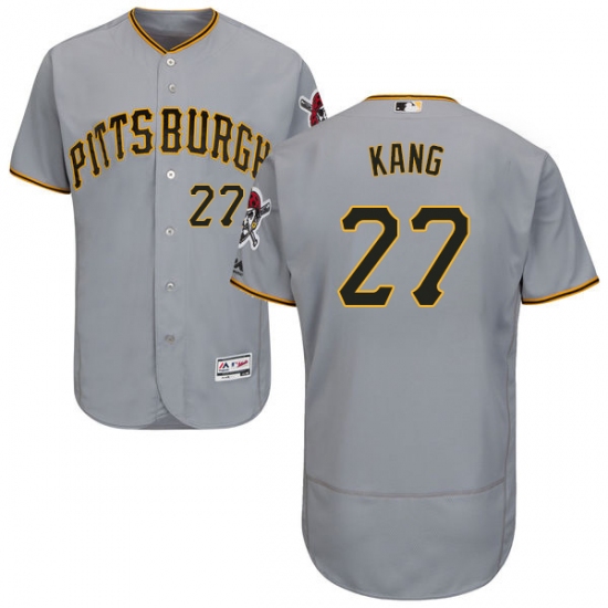 Men's Majestic Pittsburgh Pirates #27 Jung-ho Kang Grey Road Flex Base Authentic Collection MLB Jersey - Ujersey