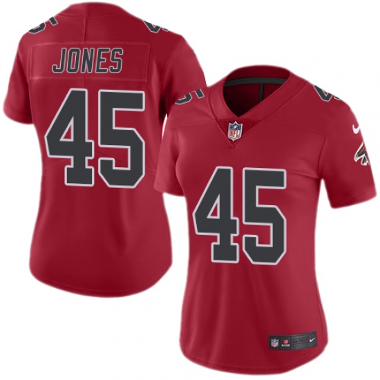 Women's Nike Atlanta Falcons #45 Deion Jones Limited Red Rush Vapor Untouchable NFL Jersey - Ujersey