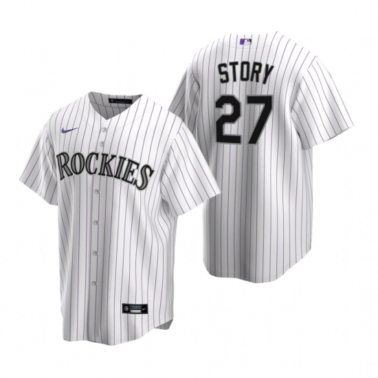 Men's Nike Colorado Rockies #27 Trevor Story White Home Stitched Baseball Jersey - Ujersey