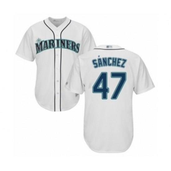 Youth Seattle Mariners #47 Ricardo Sanchez Authentic White Home Cool Base Baseball Player Jersey - Ujersey