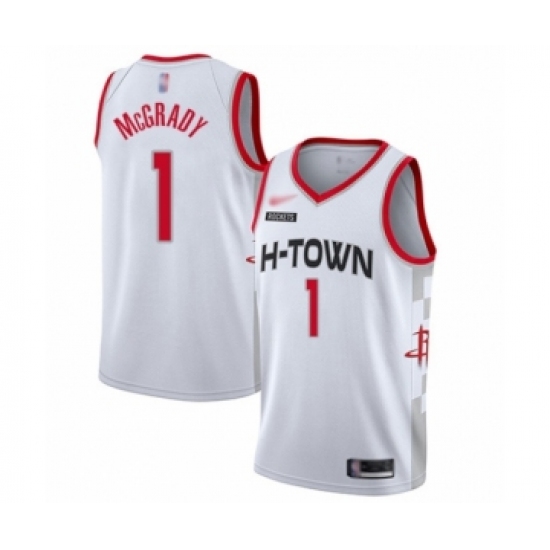 Men's Houston Rockets #1 Tracy McGrady Swingman White Basketball Jersey - 2019 20 City Edition - Ujersey
