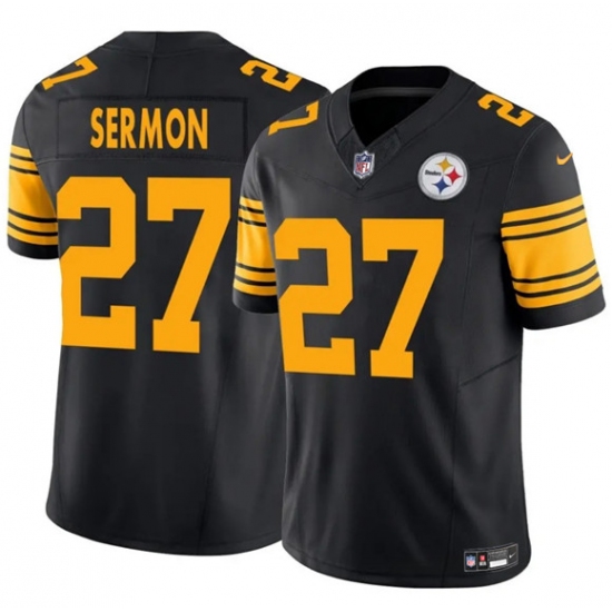 Men's Pittsburgh Steelers #27 Trey Sermon Black 2025 F.U.S.E. Color Rush Vapor Untouchable Limited Football Stitched Jersey - Ujersey