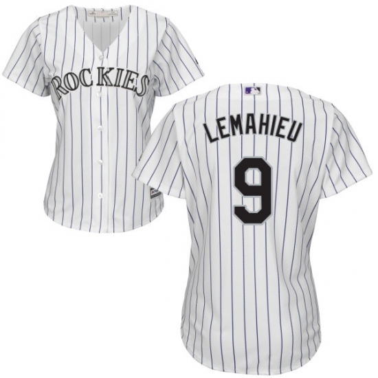 Women's Majestic Colorado Rockies #9 DJ LeMahieu Authentic White Home Cool Base MLB Jersey