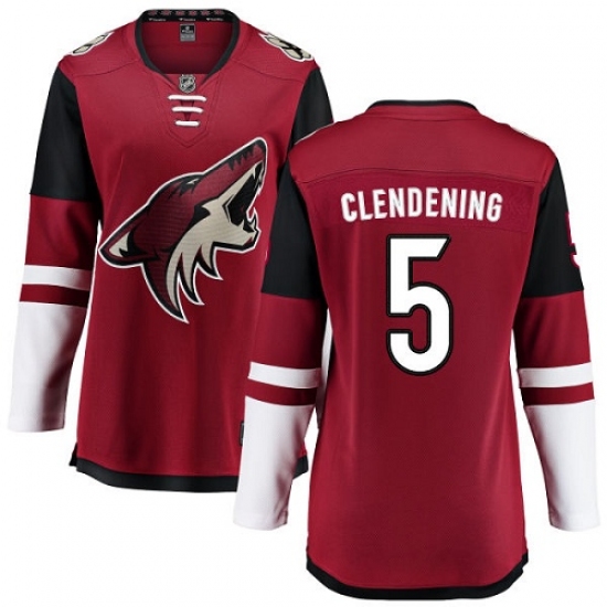 Women's Arizona Coyotes #5 Adam Clendening Authentic Burgundy Red Home Fanatics Branded Breakaway NHL Jersey - Ujersey