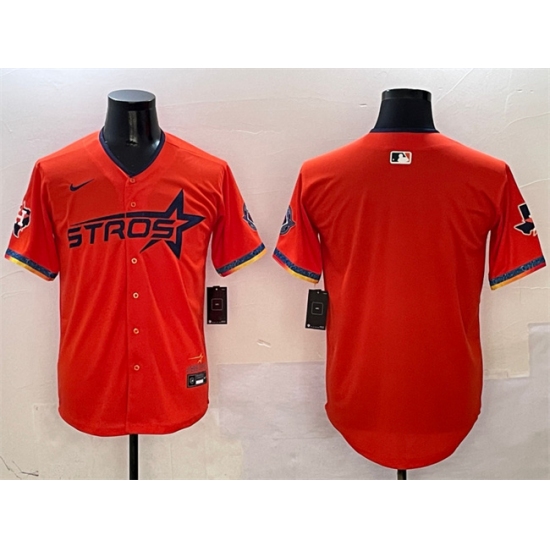 Men's Houston Astros Blank Orange 2025 City Connect With Texas Limited Stitched Baseball Jersey - Ujersey