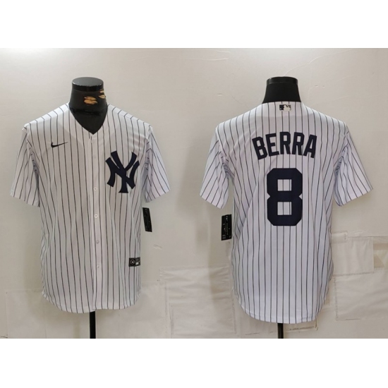 Men's New York Yankees #8 Yogi Berra White Stitched Nike Cool Base Throwback Jersey - Ujersey