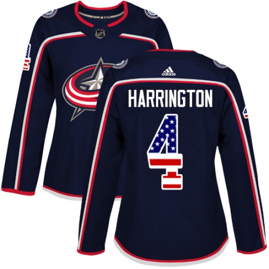 Women's Adidas Columbus Blue Jackets #4 Scott Harrington Authentic Navy Blue USA Flag Fashion NHL Jersey - Ujersey