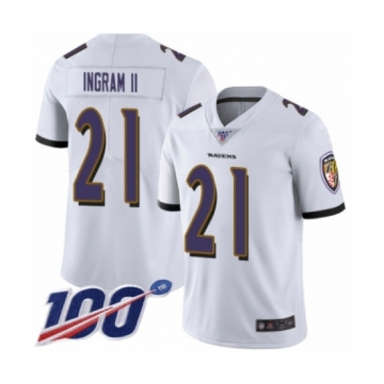 Men's Baltimore Ravens #21 Mark Ingram II White Vapor Untouchable Limited Player 100th Season Football Jersey - Ujersey