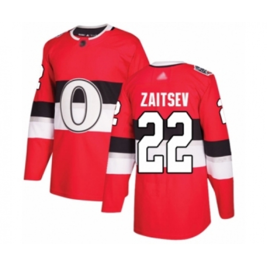 Men's Ottawa Senators #22 Nikita Zaitsev Authentic Red 2017 100 Classic Hockey Jersey - Ujersey