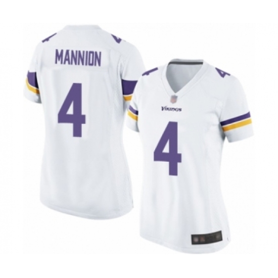 Women's Minnesota Vikings #4 Sean Mannion Game White Football Jersey - Ujersey