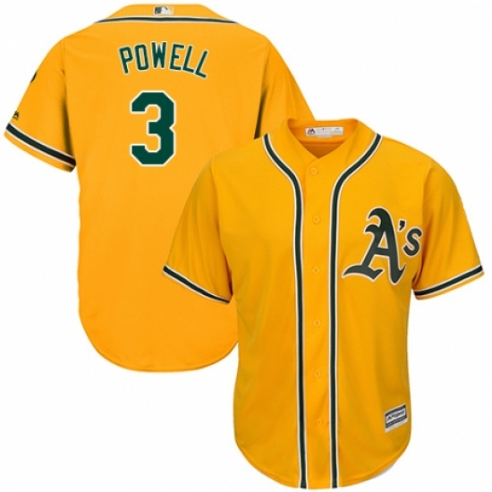 Men's Majestic Oakland Athletics #3 Boog Powell Replica Gold Alternate 2 Cool Base MLB Jersey - Ujersey