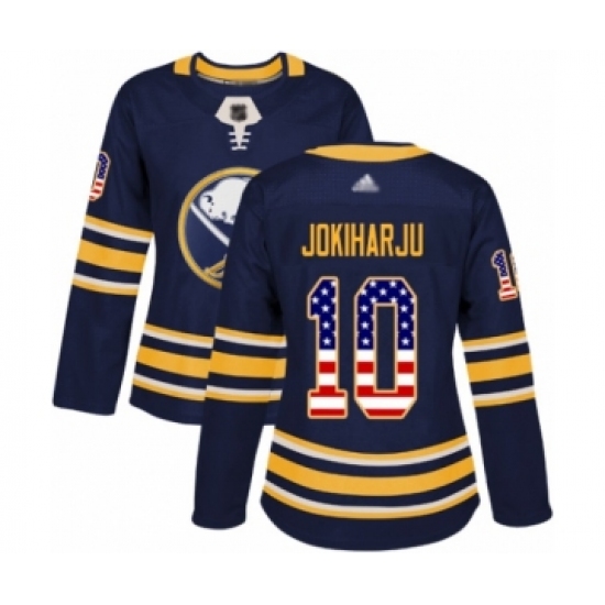 Women's Buffalo Sabres #10 Henri Jokiharju Authentic Navy Blue USA Flag Fashion Hockey Jersey - Ujersey