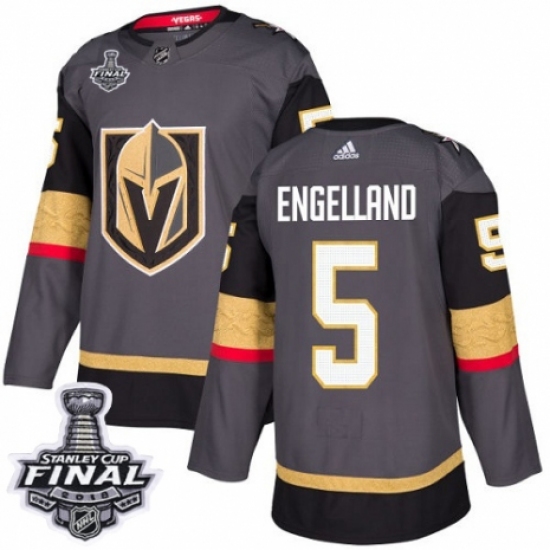 Youth Adidas Vegas Golden Knights #5 Deryk Engelland Authentic Gray Home 2018 Stanley Cup Final NHL Jersey - Ujersey
