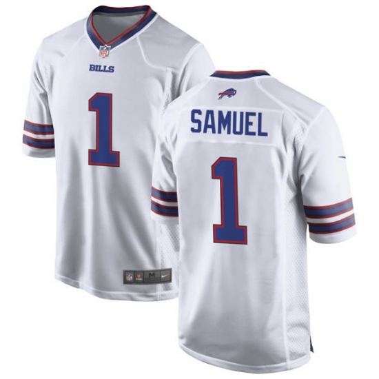 Men's  Buffalo Bills #1 Curtis Samuel Nike White Away Vapor Limited Jersey - Ujersey