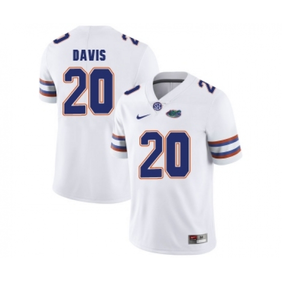 Florida Gators 20 Malik Davis White College Football Jersey - Ujersey