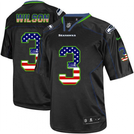 Men's Nike Seattle Seahawks #3 Russell Wilson Elite Black USA Flag Fashion NFL Jersey - Ujersey