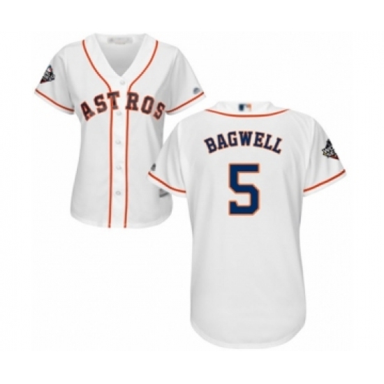 Women's Houston Astros #5 Jeff Bagwell Authentic White Home Cool Base 2019 World Series Bound Baseball Jersey - Ujersey