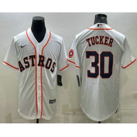 Men's Houston Astros #30 Kyle Tucker White With Patch Stitched MLB Cool Base Nike Jersey - Ujersey