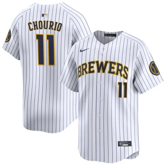 Men's Milwaukee Brewers #11 Jackson Chourio White 2024 Alternate Limited Stitched Baseball Jersey - Ujersey