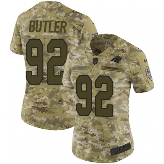 Women's Nike Carolina Panthers #92 Vernon Butler Limited Camo 2018 Salute to Service NFL Jersey - Ujersey