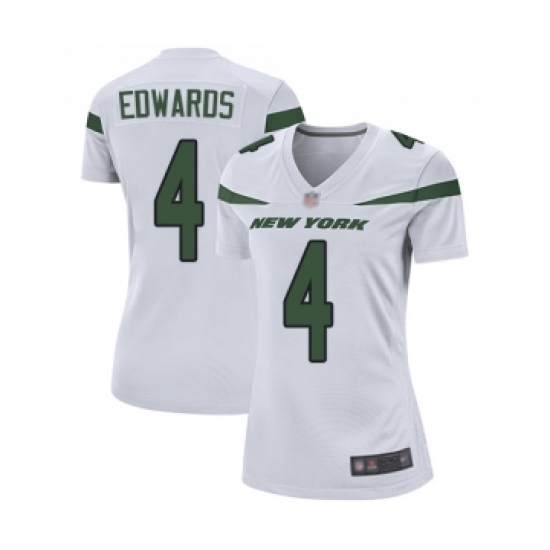 Women's New York Jets #4 Lac Edwards Game White Football Jersey - Ujersey