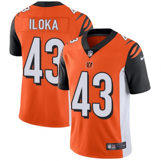 Youth Nike Cincinnati Bengals #43 George Iloka Vapor Untouchable Limited Orange Alternate NFL Jersey - Ujersey