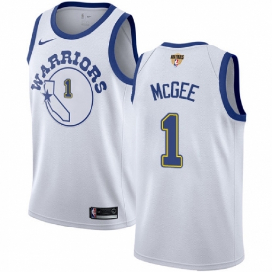 Youth Nike Golden State Warriors #1 JaVale McGee Authentic White Hardwood Classics 2018 NBA Finals Bound NBA Jersey - Ujersey