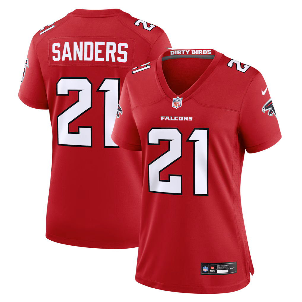 Women's Atlanta Falcons Deion Sanders Nike Red Retired Player Game Jersey - Ujersey Shop