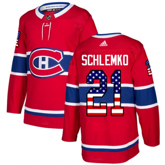 Men's Adidas Montreal Canadiens #21 David Schlemko Authentic Red USA Flag Fashion NHL Jersey - Ujersey