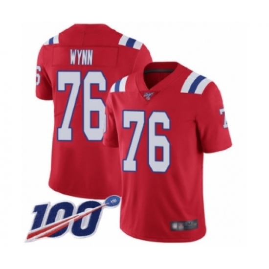 Men's New England Patriots #76 Isaiah Wynn Red Alternate Vapor Untouchable Limited Player 100th Season Football Jersey - Ujersey