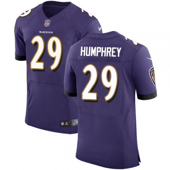 Men's Nike Baltimore Ravens #29 Marlon Humphrey Elite Purple Team Color NFL Jersey - Ujersey