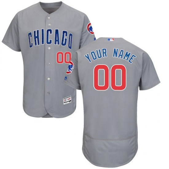 Men's Chicago Cubs Majestic Road Gray Flex Base Authentic Collection Custom Jersey - Ujersey