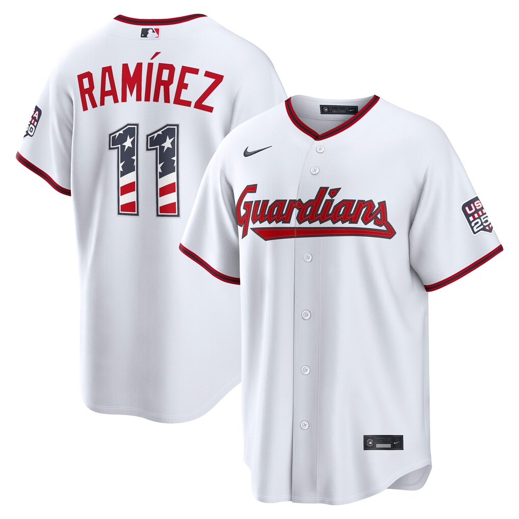Men's Cleveland Guardians José Ramírez Nike White USA 250 Fourth of July Home Stadium Jersey - Ujersey