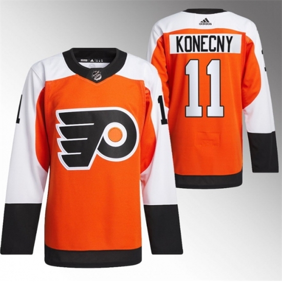 Men's Philadelphia Flyers #11 Travis Konecny 2023 24 Orange Stitched Jersey - Ujersey