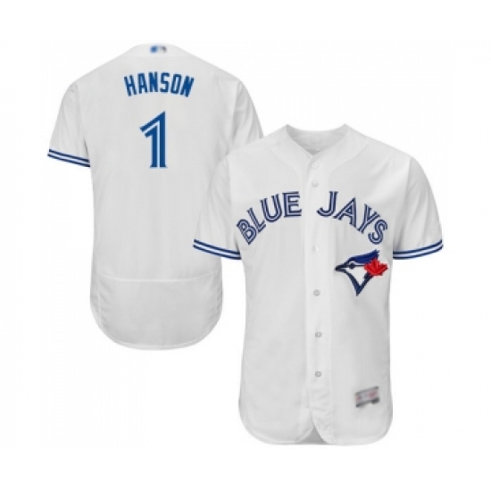 Men's Toronto Blue Jays #1 Alen Hanson White Home Flex Base Authentic Collection Baseball Jersey - Ujersey