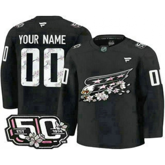 Men's Washington Capitals Customized Black 50th Anniversary Authentic Jersey - Ujersey
